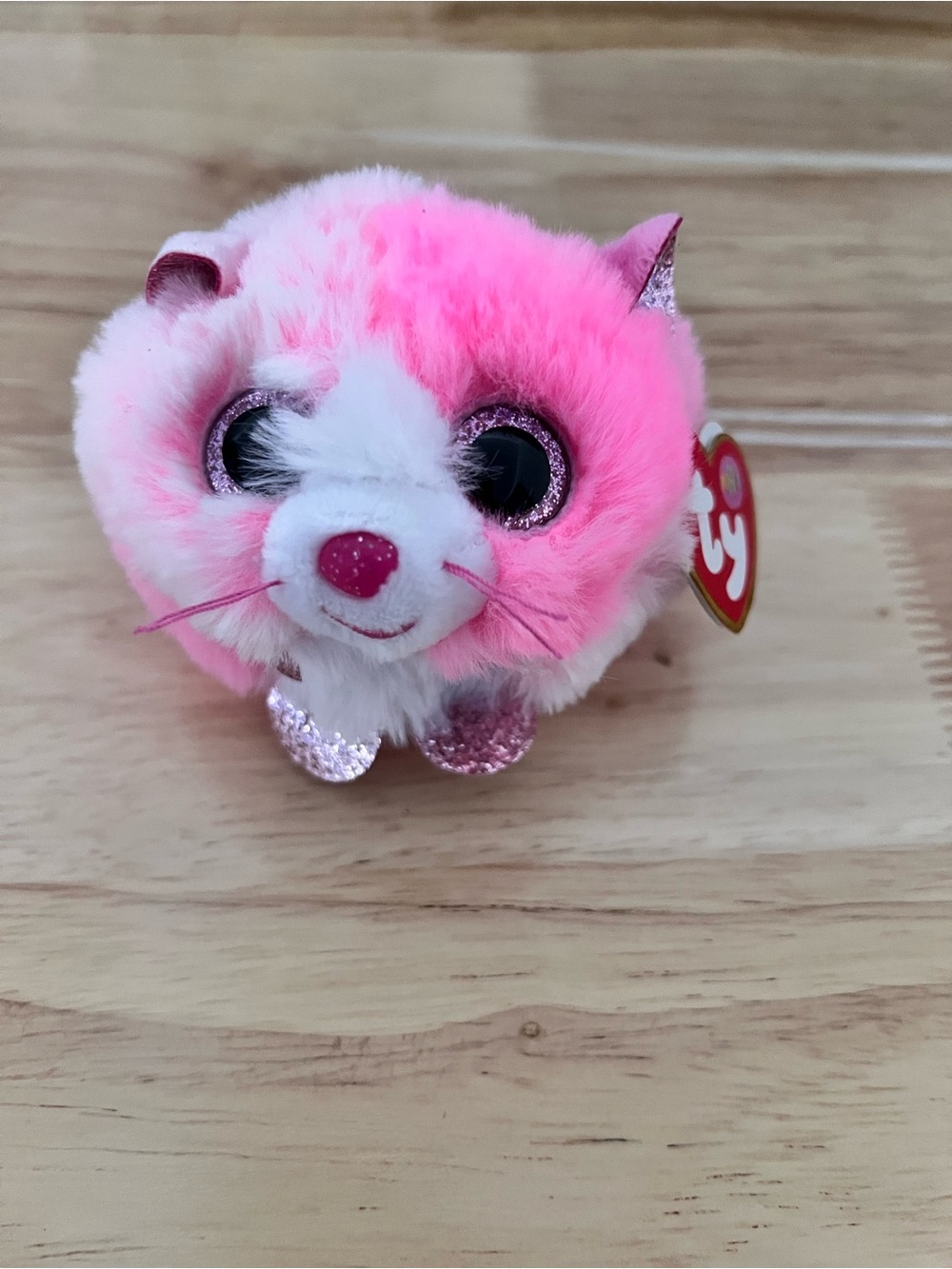 TY Puffies (Beanie Balls) - TIA the Valentines Day Cat 4" Stuffed Puff Plush Toy